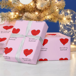Papel De Presente Você faz meu coração sorrir rosa romântico