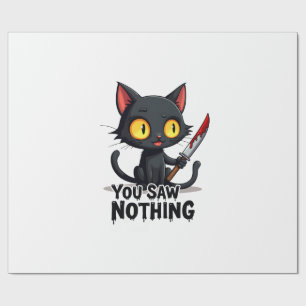Papel De Presente Você Não Viu Nada Gato Preto Divertido Halloween