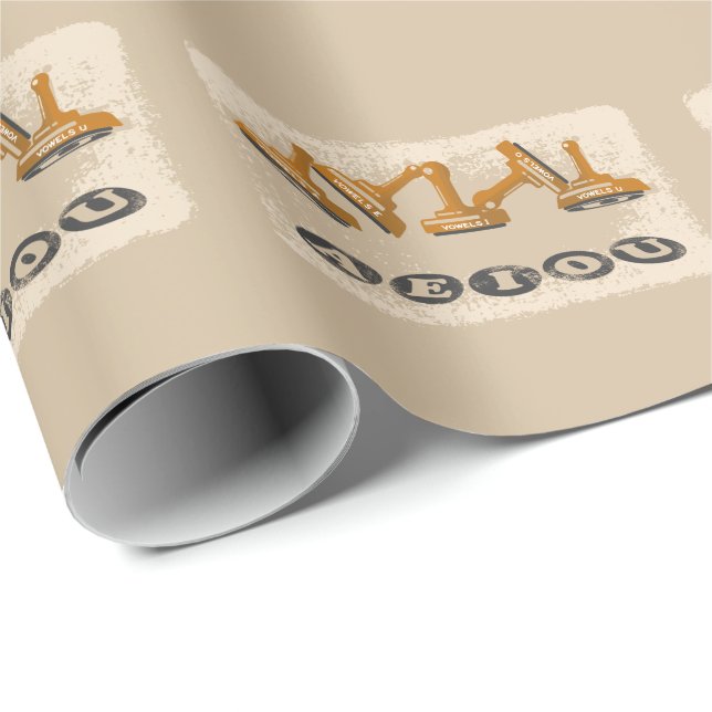 Papel De Presente Vogels AEIOU em inglês (Ponta do rolo)