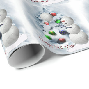 Papel De Presente Voleibol Snowman Natal
