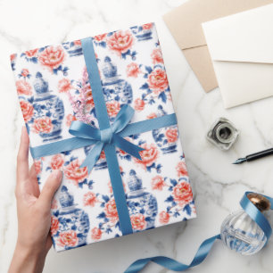 Papel De Presente Vovô Chinoiserie Ginger Jar Pink