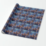 Papel De Presente Voyage festiva no Terrier Christmas australiano<br><div class="desc">Mergulhe na magia da temporada de férias com esta ilustração lindamente detalhada, mostrando um cachorro orgulhoso sentado em um barco festivamente decorado, deslizando através de um lago de Natal sereno. As luzes cintilantes dos pinheiros próximos refletem sobre a água, lançando um brilho quente e festivo que melhora o conforto ambiente....</div>