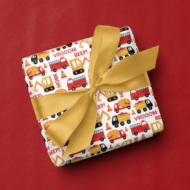 Papel De Presente Vroom Buzinado Beep! Caminhões  (Criador carregado)