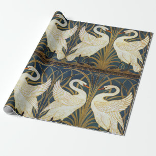 Papel De Presente Walter Crane Cisne Vintage e Íris Art Nouveau