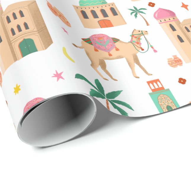 Papel De Presente Wandering Camel Caravan Wrapping Paper (Ponta do rolo)