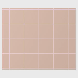 Papel De Presente Warm Beige Grid Pattern Minimal Soft Check Design