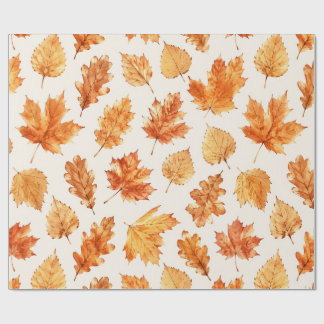 Papel De Presente Watercolor Autumn Leaves Wrap