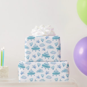 Papel De Presente Watercolor Baby Boy Pattern Babyshower