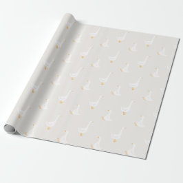 Papel De Presente Watercolor Boho Goose Duck White Beige Nursery