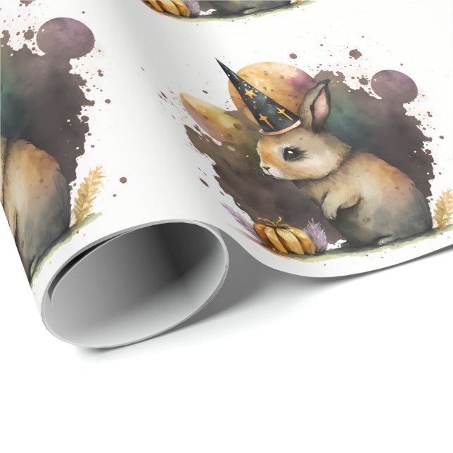 Papel De Presente Watercolor Bunny Halloween (Ponta do rolo)