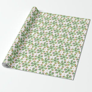 Papel De Presente Watercolor Cactos: Padrão De Jardim Tropical.