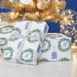 Papel De Presente Watercolor Chinoiserie Wreath Christmas Monograma<br><div class="desc">PreppyPrint.com - Celebre o Natal em estilo! Adicione seu toque personalizado a este papel de empacotamento. Transfira este design para os produtos de sua escolha também! Visite minha loja de designers,  PreppyPrint.com,  para coordenar itens.</div>