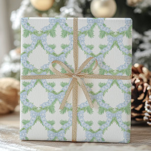 Papel De Presente Watercolor Christmas Blue Arco Garland