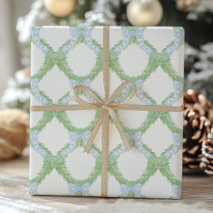 Papel De Presente Watercolor Christmas Blue Arco Garland
