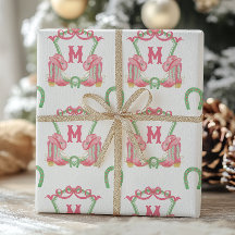Watercolor Christmas Boots Monographic Crest