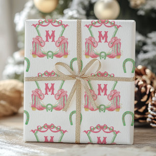 Papel De Presente Watercolor Christmas Boots Monographic Crest