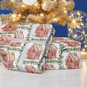 Papel De Presente Watercolor Christmas Gingercake House