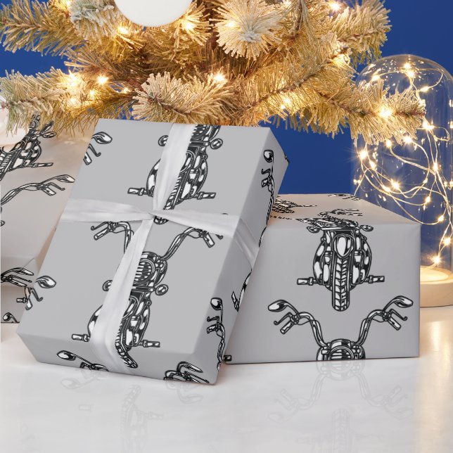 Papel De Presente Watercolor Cycle Biker Motorcycle Art (Feriados)