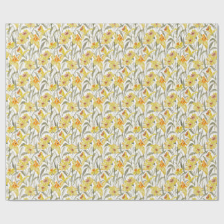 Papel De Presente Watercolor Daffodil Floral Garden Spring