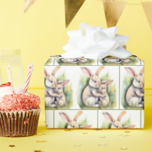 Papel De Presente Watercolor Easter Bunny Love