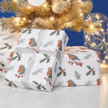 Papel De Presente Watercolor English Robin Christmas Gift<br><div class="desc">Este bonito Robin Inglês dos Reversos está preparado para te desejar uma feliz temporada de férias. Use todo o seu embrulho de presente.</div>