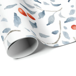 Papel De Presente Watercolor Holly Deixa Feliz Natal
