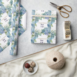 Papel De Presente Watercolor Hydrangeas “Congratulations” Wrapping 