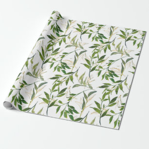 Papel De Presente Watercolor Leafy Greenery