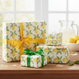 Papel De Presente Watercolor Lemon Wrapping Paper