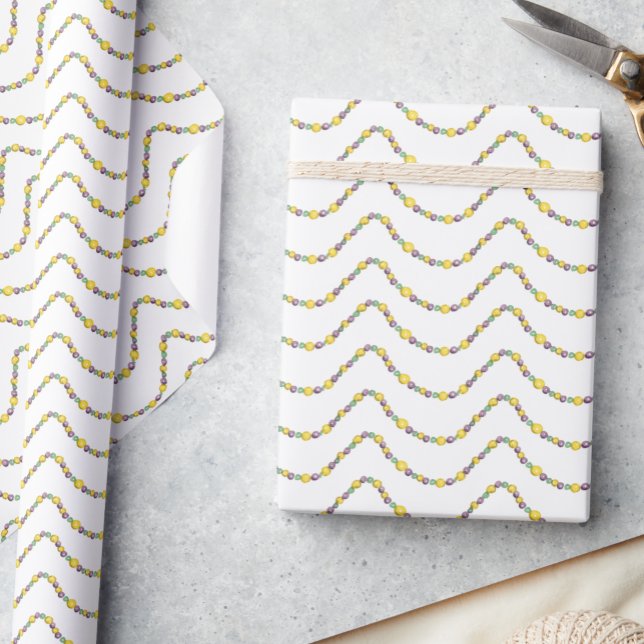 Papel De Presente Watercolor Mardi Gras Beads (Criador carregado)