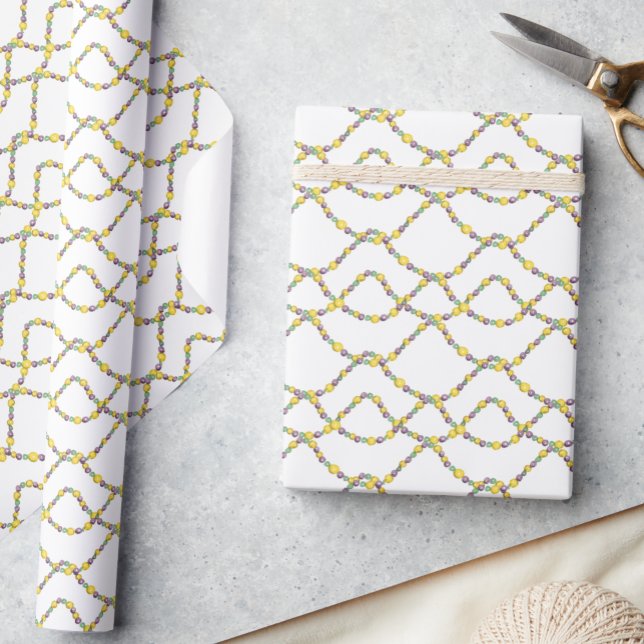 Papel De Presente Watercolor Mardi Gras Beads (Criador carregado)