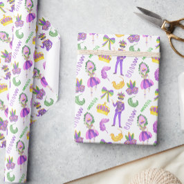 Papel De Presente Watercolor Mardi Gras Party