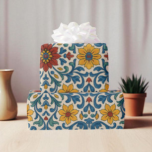 Papel De Presente Watercolor Mediterranean Floral Modern Summer