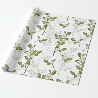 Papel De Presente Watercolor Mistletooe Winter Plant Sem Olhos Padrã