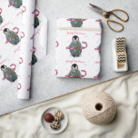 Papel De Presente Watercolor Penguin Felry Christmas<br><div class="desc">Um pinguim segurando uma bengala doce decora esta bonito água-coloração de Natal. Personalize facilmente o texto com apenas alguns cliques.</div>