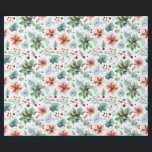 Papel De Presente Watercolor Poinsettias e Berries Christmas<br><div class="desc">Flores e bagas de poinsettia bonito com aquarelas - perfeito para o presente de Natal</div>