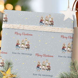 Papel De Presente Watercolor Rabbit Carolers Cottagecore