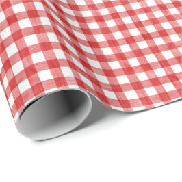 Papel De Presente Watercolor Red Gingham