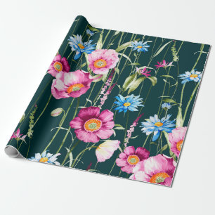 Papel De Presente Watercolor seamless pattern with corn poppy flower