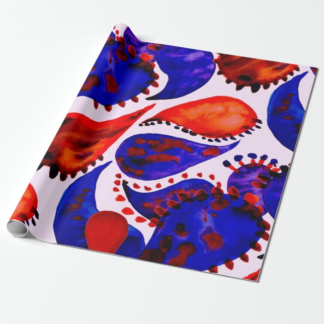 Papel De Presente Watercolor seamless pattern with paisley. Abstract (Desenrolado)