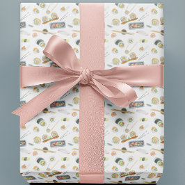 Papel De Presente Watercolor Sushi e Sashimi