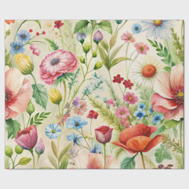 Papel De Presente Watercolor Wildflowers Seamless Decoupage Paper
