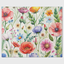Papel De Presente Watercolor Wildflowers Seamless Decoupage Paper