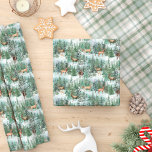 Papel De Presente Watercolor Winter Forest Deer Christmas<br><div class="desc">Este belo papel de embrulho de madeira de Natal apresenta um padrão de floresta com famílias de cervos na floresta de inverno de neve. *Se você precisar de ajuda de design ou quiser que este design entre em contato comigo através do Zazzle.</div>