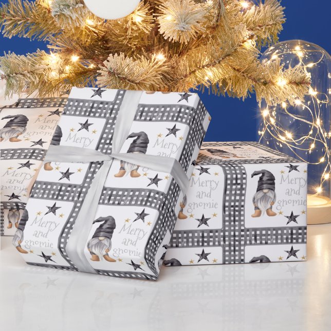 Papel De Presente Watercolor Winter Gnomon Buffalo check Natal (Feriados)