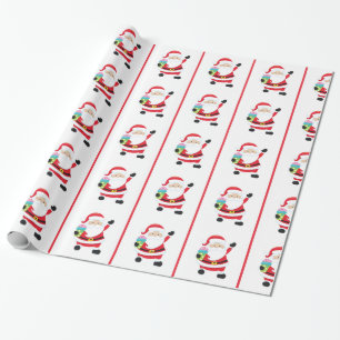Papel De Presente Waving Papai Noel Gift Wrap