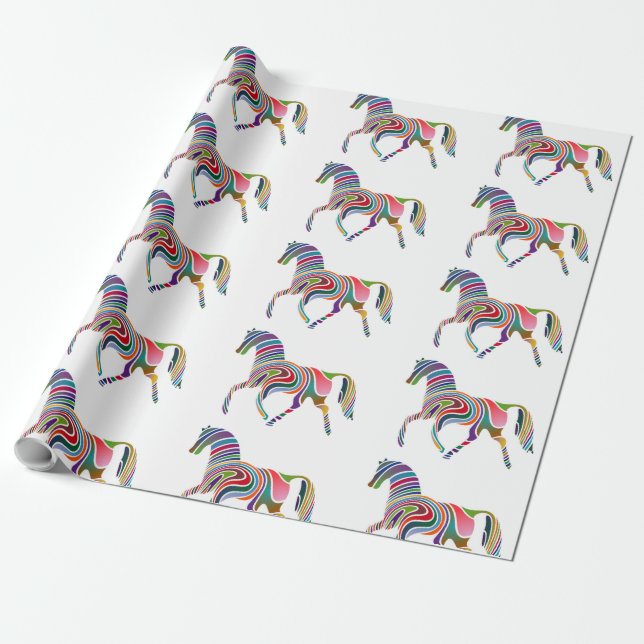 PAPEL DE PRESENTE WAVY RAINBOW HORSE (Desenrolado)