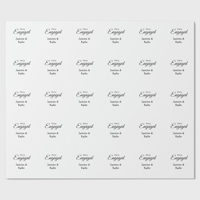 Papel De Presente We are engaged couple name romantic stylish simple (Aberto)