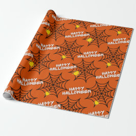Papel De Presente Web Aranha Laranja Halloween