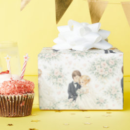 Papel De Presente Wedding Watercolor Blonde Bride Groom Florals